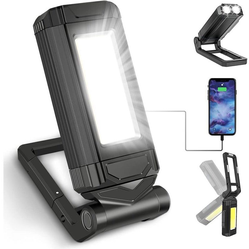 Vtizikl Lampe de Travail Rechargeable Puissante, Baladeuse LED Lampe Atelier avec Base Magnétique, Lampe Torche avec IPX6 Étanche, 7 Modes Lampe