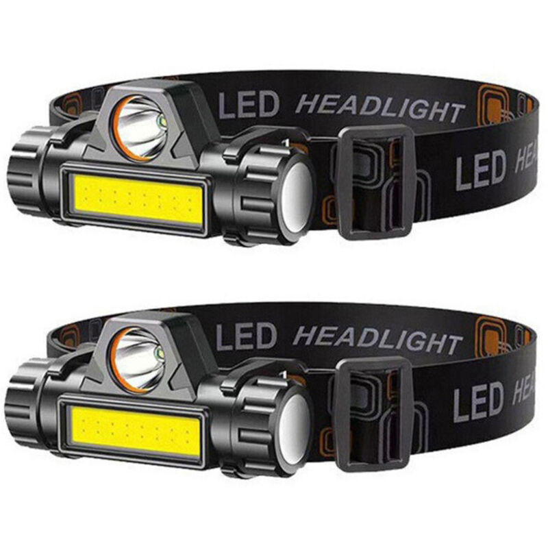 Vtizikl Lampe Frontale LED Rechargeable, Lot de 2 Lampe de Poche LED ultra Légère, Lampe frontale led étanche Puissante pour Extérieur, Camping,