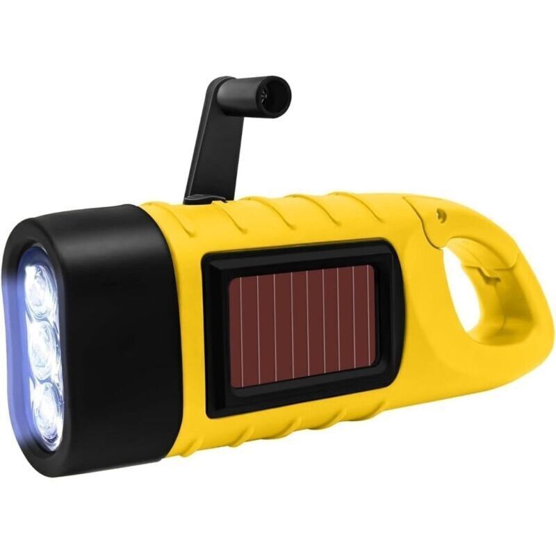 Vtizikl Lanterne dynamo, lampe torche à manivelle solaire, lampe torche LED rechargeable, lampe de poche solaire avec manivelle et panneau solaire,