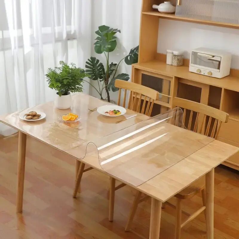 Vtizikl Nappe de Table en PVC Transparent Facile à Nettoyer Imperméable pour la Maison et la Cuisine, Lavable Protege Table Transparent, PVC Nappe