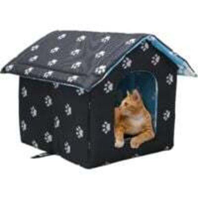 Vtizikl Niche Chat Extérieur, 40 x 38 x 35 cm Maison pour Chat Exterieur, Pliable, Étanche, Maison pour Chat Exterieur Hiver, Niche Chat Exterieur,