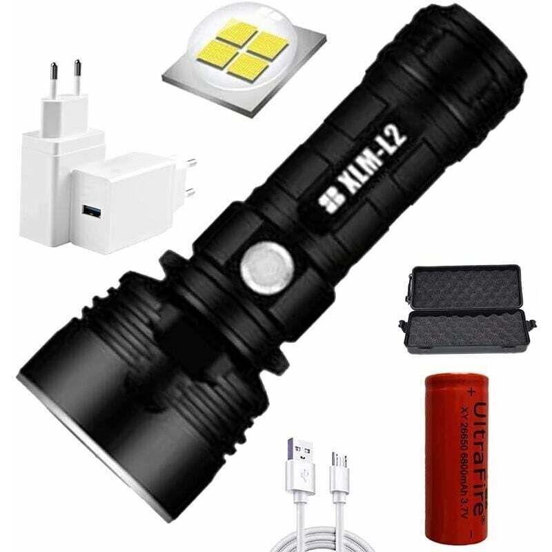 Vtizikl p70 lampe torche, 30000-100000 lumens haute puissance LED lampe de poche étanche ultra lumineuse, Lampe de poche XLM-P70 50W la plus