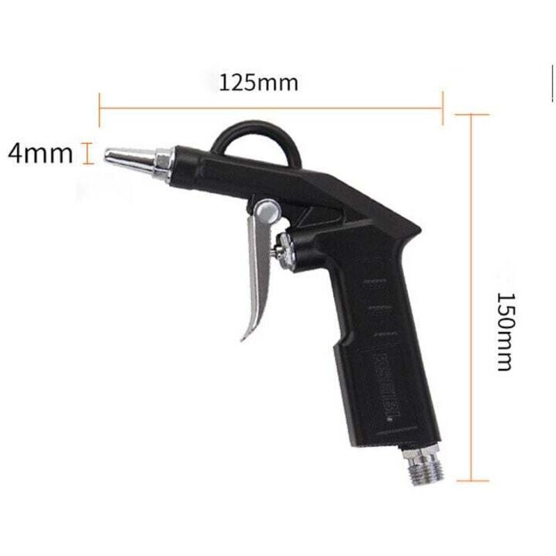 Vtizikl Pistolet à air comprimé 1/4 pour compresseur d'air max. 6 bar – Buse Ø 4 mm – Buse courte 25 mm – Outil de nettoyage pneumatique – Noir