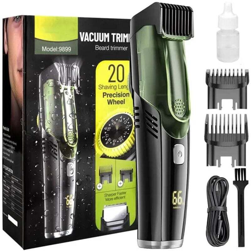 Vtizikl Rasoir à barbe sous vide pour hommes, tondeuse barbe homme, tondeuse à barbe pour homme tondeuse à barbe étanche IPX6 avec 2 peignes tondeuse