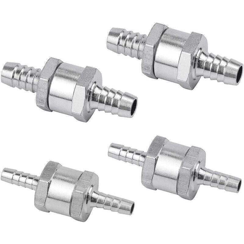 Vtizikl Satz mit 4 Diesel-Rückschlagventilen 6/8/10/12 mm, Kraftstoffventil aus Aluminiumlegierung mit Pfeil für Benzin-, Diesel-, Auto-, Boot- und