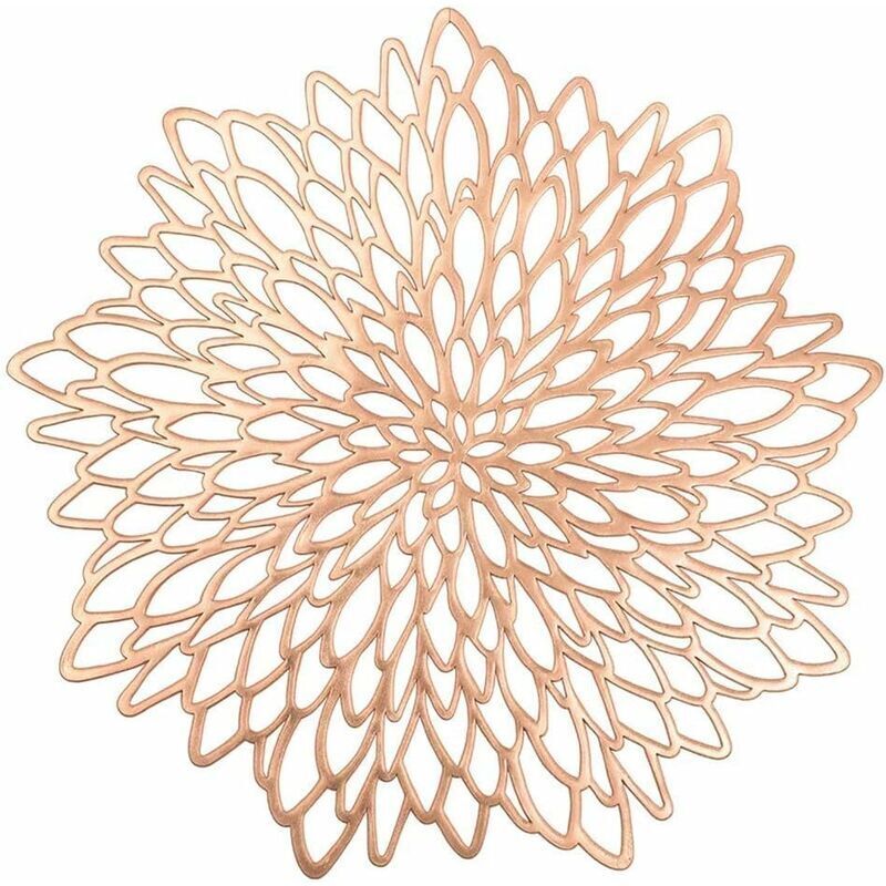 Vtizikl Set de Table Rond évidé, 6 pièces Set de Table Rose doré métallisé Set de Table antidérapant Tapis de Protection (Rose doré)-Fei Yu
