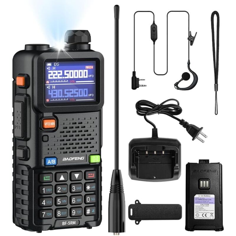 Walkie-Talkie, Dualband, UHF/VHF, Amateurfunk, große Reichweite bis zu 8 W, mit 2500-mAh-Akku, 999 Kanäle, CTCSS/DCS, FM-Radio, VOX, DTMF,