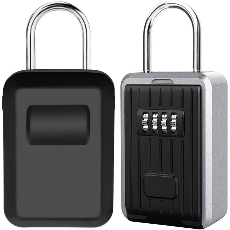 Wall Mounted Security Key Box Key Box with 4 Digit Numeric Code, Extra Large Lock Box Outdoor Key Safe with Handle, XL Size Coded Key Box (Black)