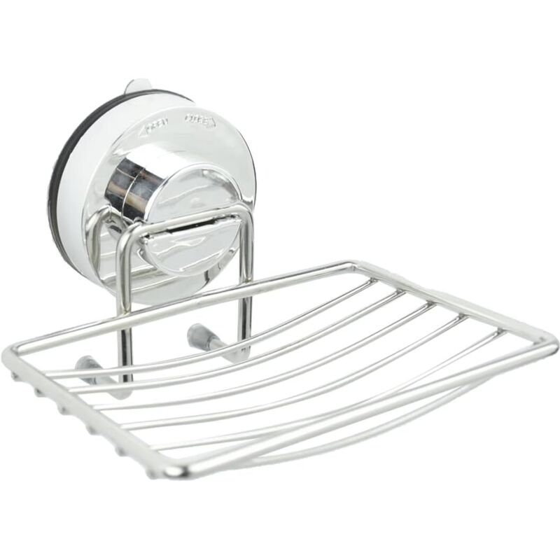 Wall Mounted Stainless Steel Soap Dish With Chrome Suction Cup Holder Shower Caddy Dispenser. Suitable for kitchens, showers, etc., for soap and