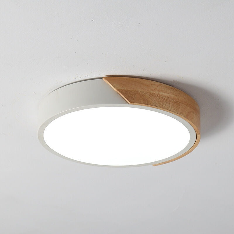 Wand-/Deckenleuchte aus Holz, 18 W LED-Deckenleuchte, 4500 K neutralweiß, 30 x 30 cm, ultradünne runde Deckenleuchte, 2400 lm, moderne Lampe für