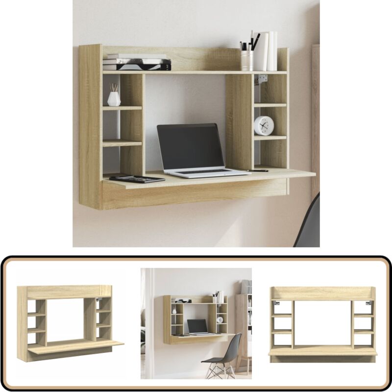 Vidaxl - Wand-Schreibtisch Sonoma Eiche 105x48x75 cm Holzwerkstoff - Wand Schreibtisch - Holz Schreibtisch - Home Office - Büro Einrichtung - Sonoma