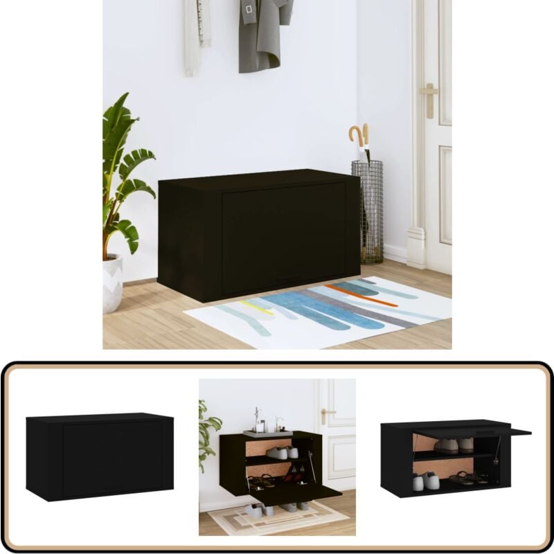 Vidaxl - Wand-Schuhschrank Schwarz 70x35x38 cm Holzwerkstoff - Wand-Schuhschrank - Schuhschrank - Schuhregal - Garderobe - Schuhanlage