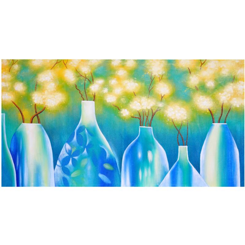 HHG - Wandbild Vasen, 100% handgemaltes Ölgemälde Gemälde xl, 135x70cm