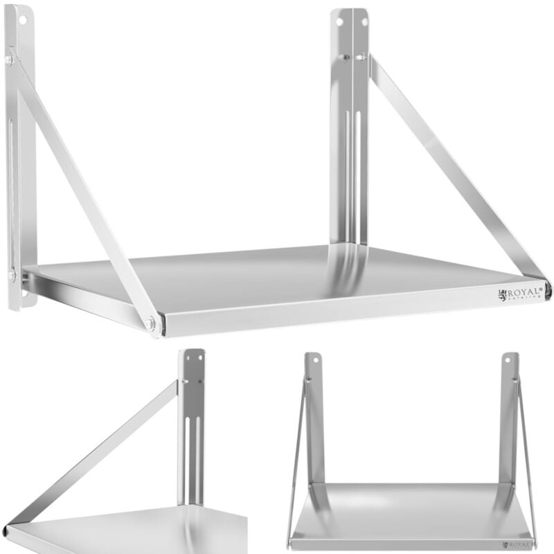 Klappbares Edelstahl-Gastronomie-Wandregal bis 40 kg 60 x 45 cm