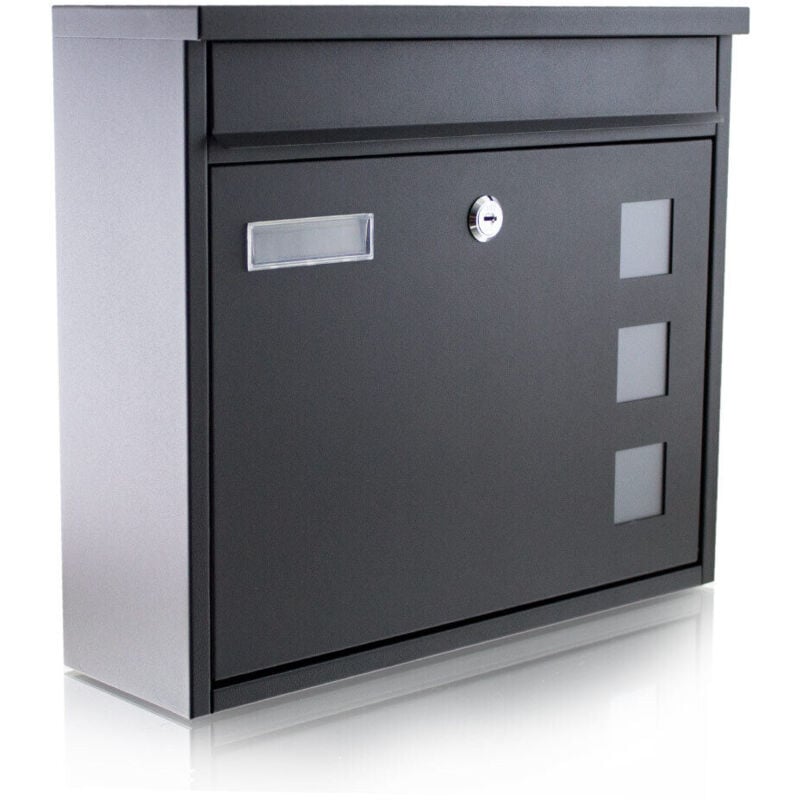 Bituxx - Wandbriefkasten Briefkasten Hausbriefkasten Postkasten Mailbox Letterbox Schwarz