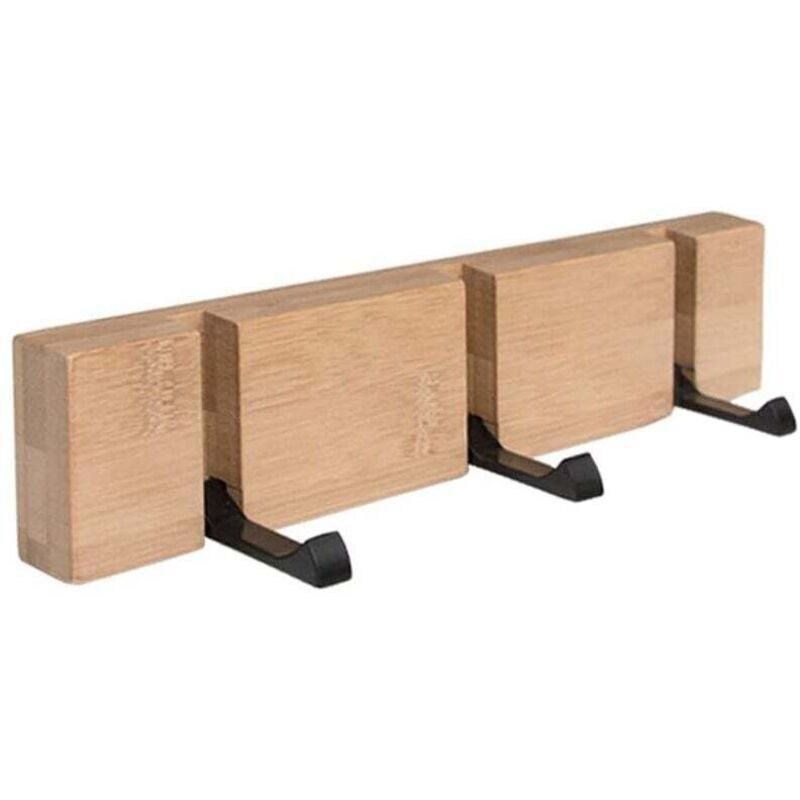 Wandgarderobe aus Holz – Kleiderhaken mit 3 klappbaren Metallhaken für Mäntel, Jacken, Hüte, Taschen, Flur, Schlafzimmer, Badezimmer, 30 cm..DEBUNS