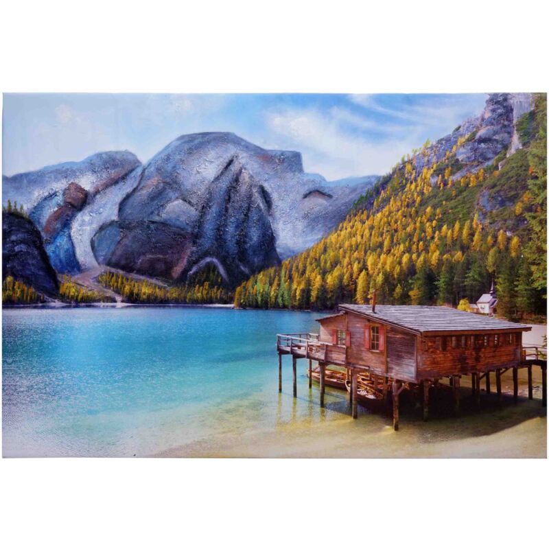 HHG - Wandgemälde Landschaft 770, Leinwandbild Sandgemälde Gemälde, handgemaltes xl Wandbild 80x120cm