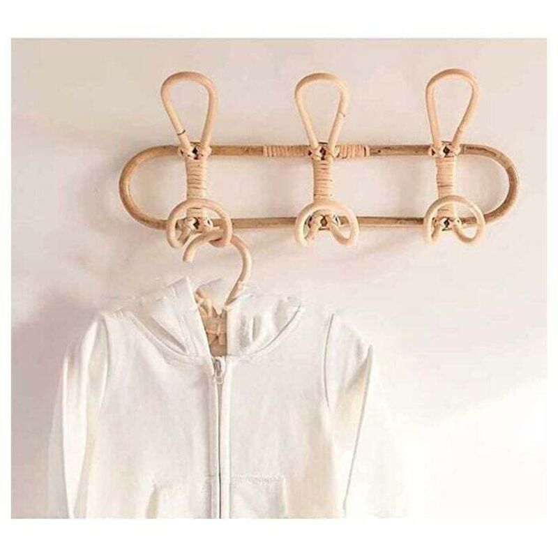 Wandhaken aus Rattan, Wandgarderobe, Wandhaken für Kinderkleidung, Hüte und Kleidungsstücke