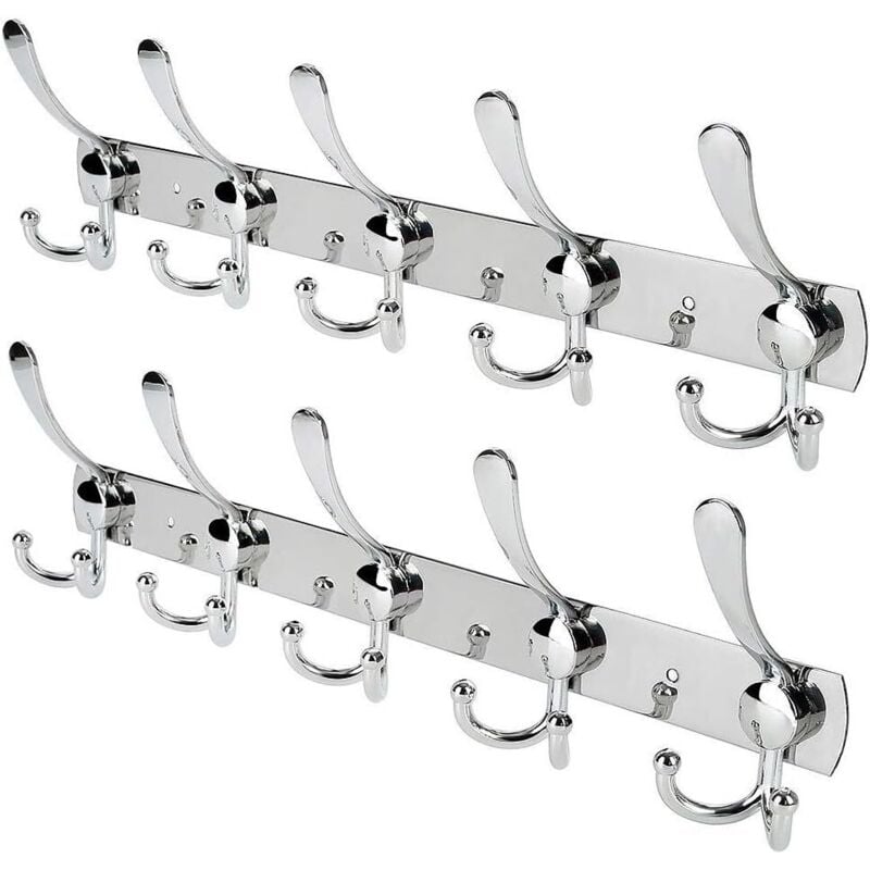 Wandhaken aus Edelstahl – 2 Packungen mit 15 Haken – Kleider-/Handtuch-/Hutablage – Silber