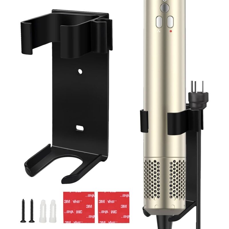 Wandhalterung aus Aluminium für Haarglätter (schwarz)