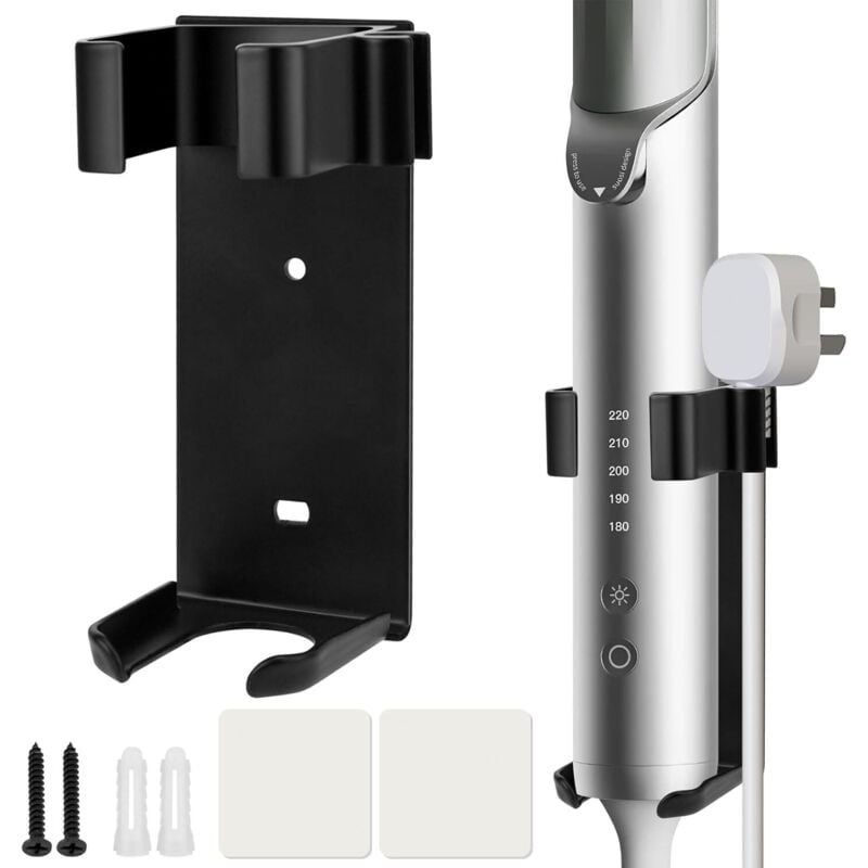 Wandhalterung für Glätteisen und Lockenstab, kein Bohren erforderlich, kompatibel mit Dyson Airwrap, Wandhalterung aus Aluminium mit Kabelmanagement,