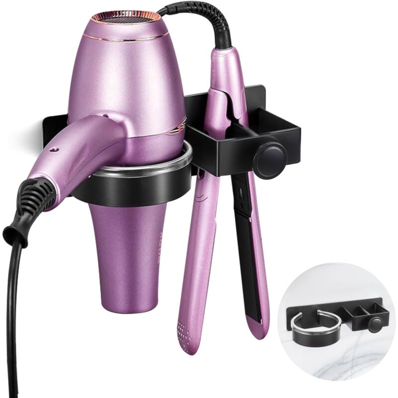 Wandhalterung für Glätteisen, verstärkte Wandhalterung für Haartrockner, Haartrocknerhalterung aus Edelstahl für das Badezimmer, Stauraum für