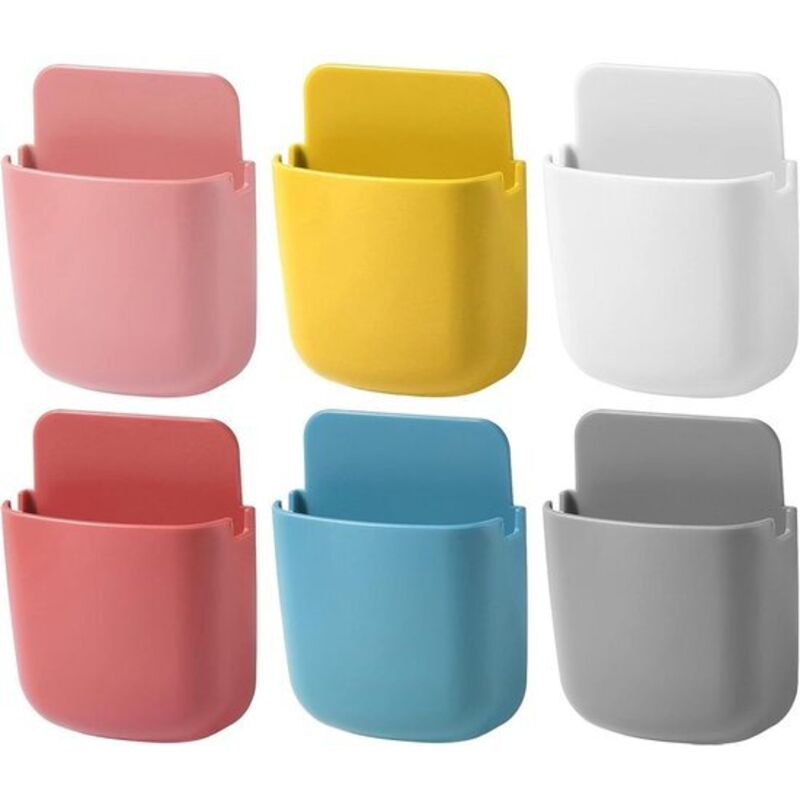 Wandhalterung für Handys – 6er-Set – Fernbedienungshalter – Wandaufbewahrungsbox – Wandorganizer – Wandmontage – Wandhalterung für Handys – ABS –