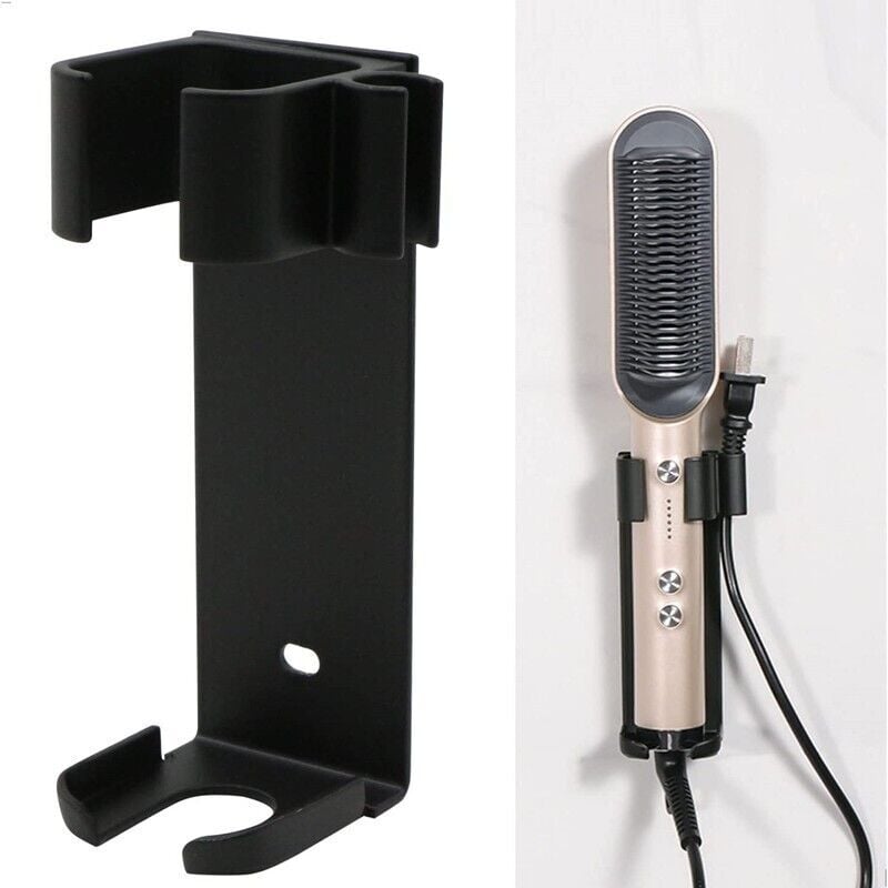 Wandhalterung ohne Bohren, kompatibel mit Dyson Airwrap, Aluminium, Glätteisenhalter (schwarz)