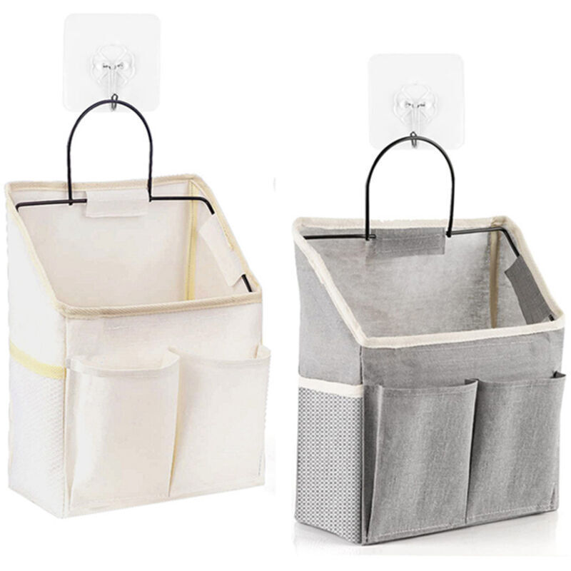 Wandmontierte Aufbewahrungstasche, 2 Stück, inklusive Haken, mit Tasche, wasserdichte Canvas-Tasche, Aufbewahrungsbox