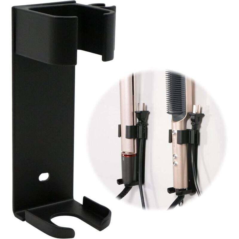 Wandmontierter Organizer für Haarglätter – Aluminium-Aufbewahrung mit Kabelorganisator und Klebefläche für Friseursalons und Hotelbäder