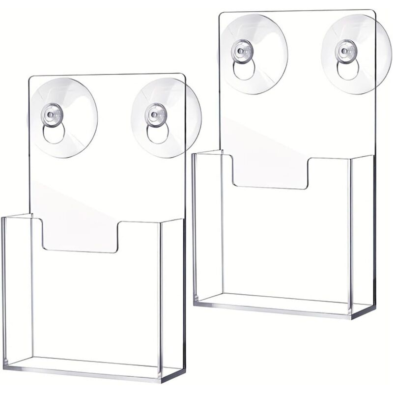 Wandmontierter Prospekthalter 2 Stück mit Saugnäpfen zur Aufbewahrung von Prospekten und Visitenkarten Für Broschüren, Flyer, Büro, Hotel,