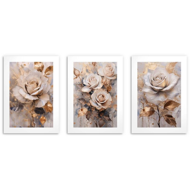 Wandposter fürs Wohnzimmer Edle Wanddeko Rosen Blumen 3x50x70