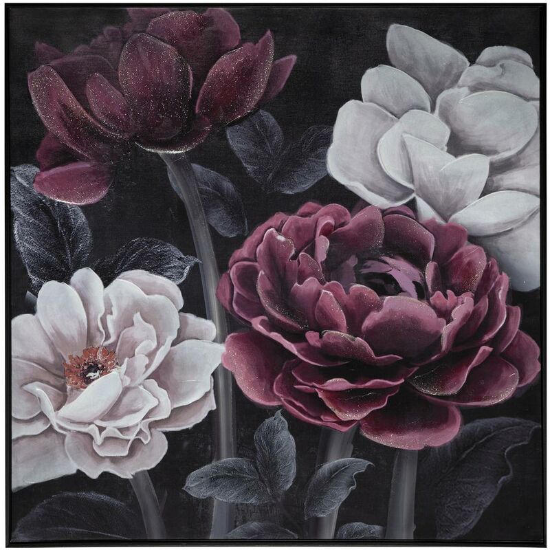 Atmosphera - Bemalte Leinwand Blume gerahmt 58 × 58 cm créateur d'intérieur