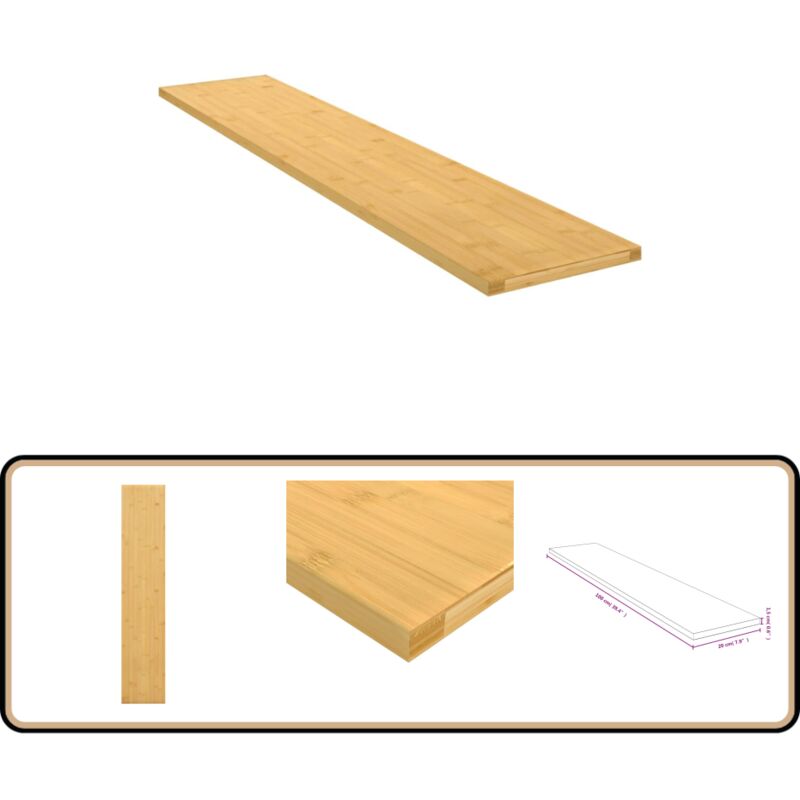 Wandregal 100x20x1,5 cm Bambus - Bambus Regal - Wandregal - Deko Regal - Regal Holz - Badezimmer Regal