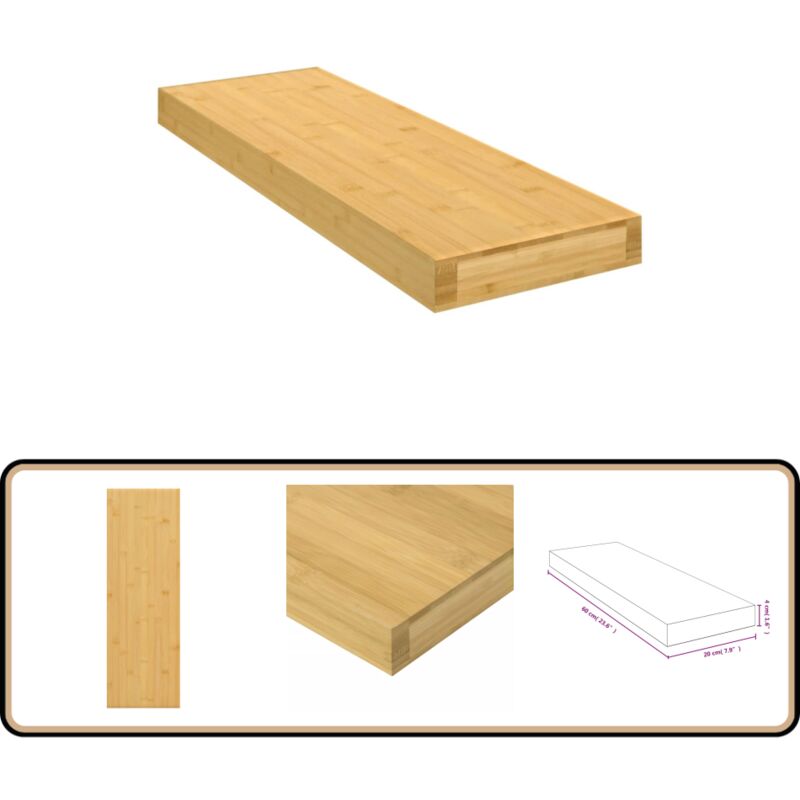 Wandregal 60x20x4 cm Bambus - Bambus Regal - Wandregal - Deko Regal - Regal Holz - Badezimmer Regal