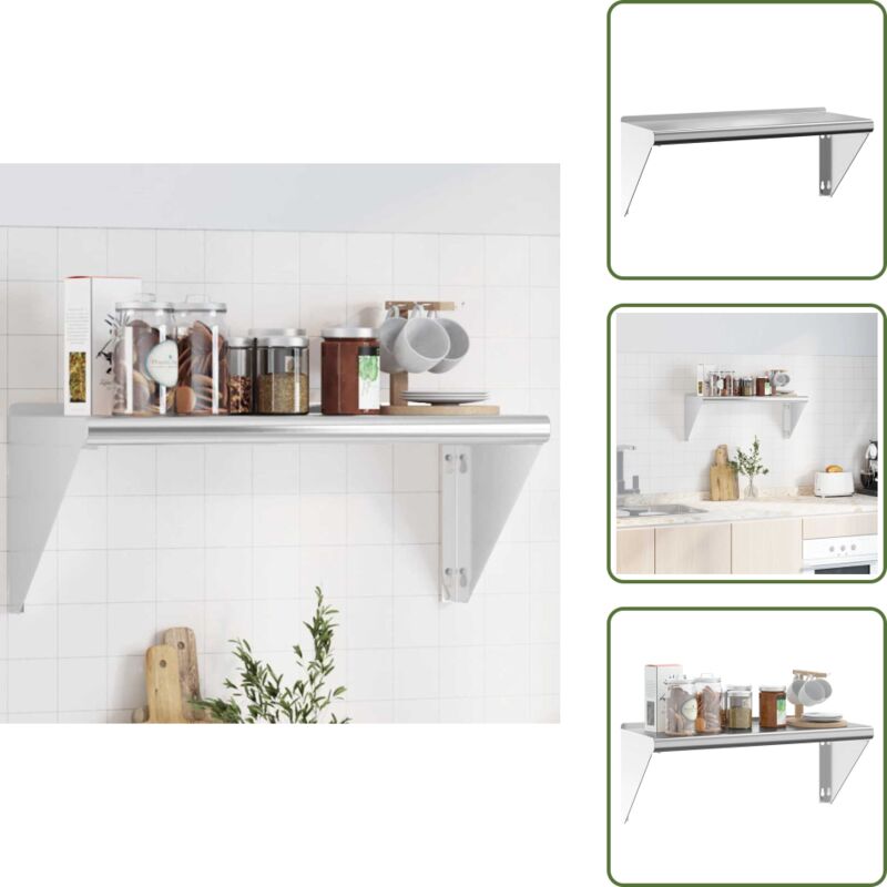 Vidaxl - Wandregal 75x30x31 cm Silbern Edelstahl - Wandregal - Edelstahlregal - Schreibtischorganisation - Badezimmeraufbewahrung - Wohnraumdekoration