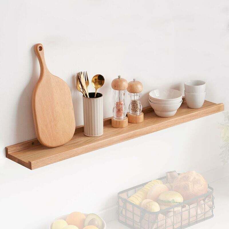 Wandregal aus Eichenholz, schwebendes Regal, Massivholz-Wandregal für Zuhause, Wohnzimmer, Kinderzimmer, Schlafzimmer, Badezimmer, Büro, Küche