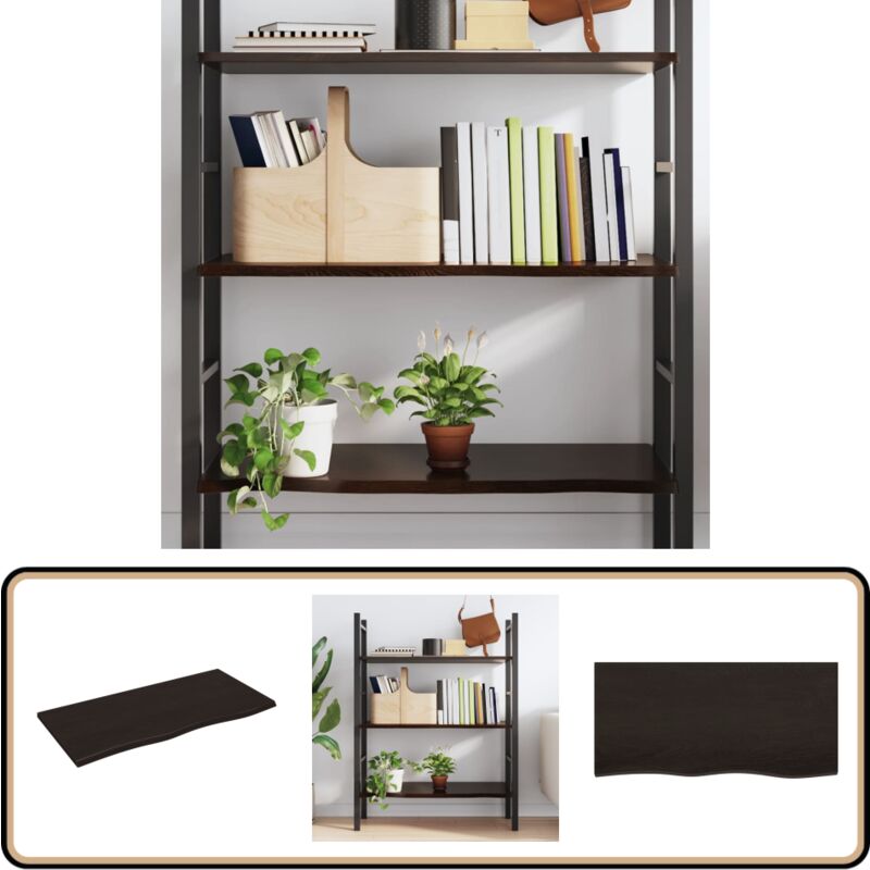 Wandregal Dunkelbraun 100x50x2 cm Massivholz Eiche Behandelt - Wandregal - Eichendielen - Holzmöbel - Wohnraum Dekoration - Landhaus Stil