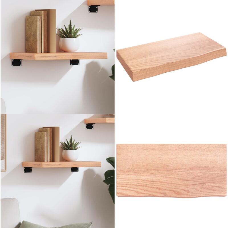 Wandregal Hellbraun 40x20x4 cm Massivholz Eiche Behandelt - Wandregal - Eichendielen - Holzmöbel - Rustikal - Deko Regal - Home & Living