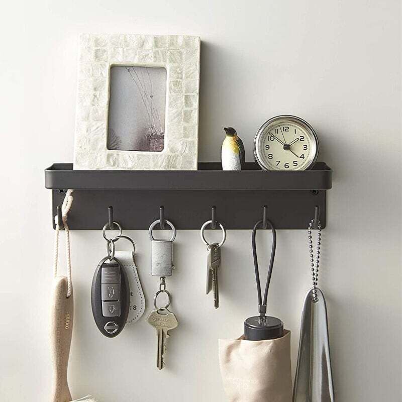 Wandregal, Home Smart Magnetischer Schlüsselhalter mit Ablage, Schwarzes Wandregal