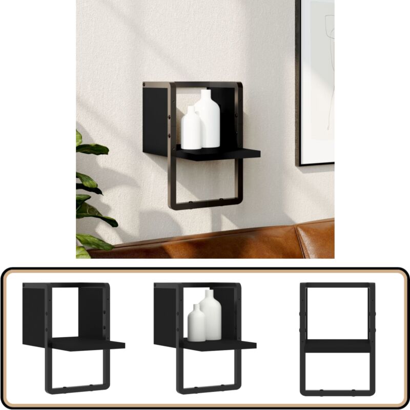 Vidaxl - Wandregal mit Stange Schwarz 20x25x30 cm - Wandregal - Schwarzes Wandregal - Regal Schwarz - Regal Wandmontage - Schwebendes Regal