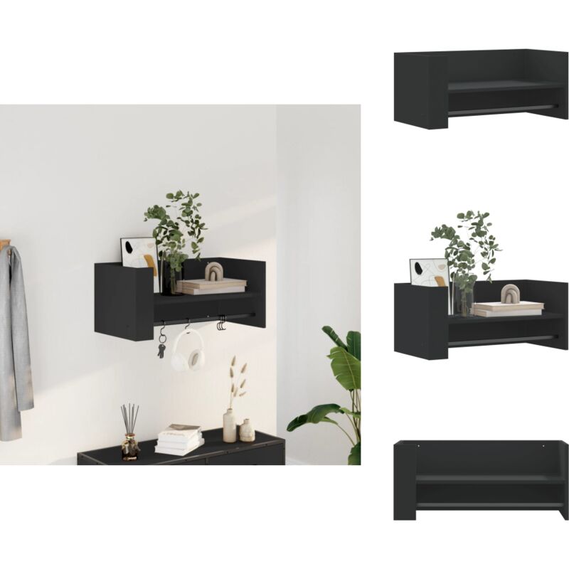 Wandregal Schwarz 70,5x35x30,5 cm Holzwerkstoff - Wandregal - Holzregal - Regal Schwarz - Wohnraum Dekoration - Platzsparendes Möbelstück