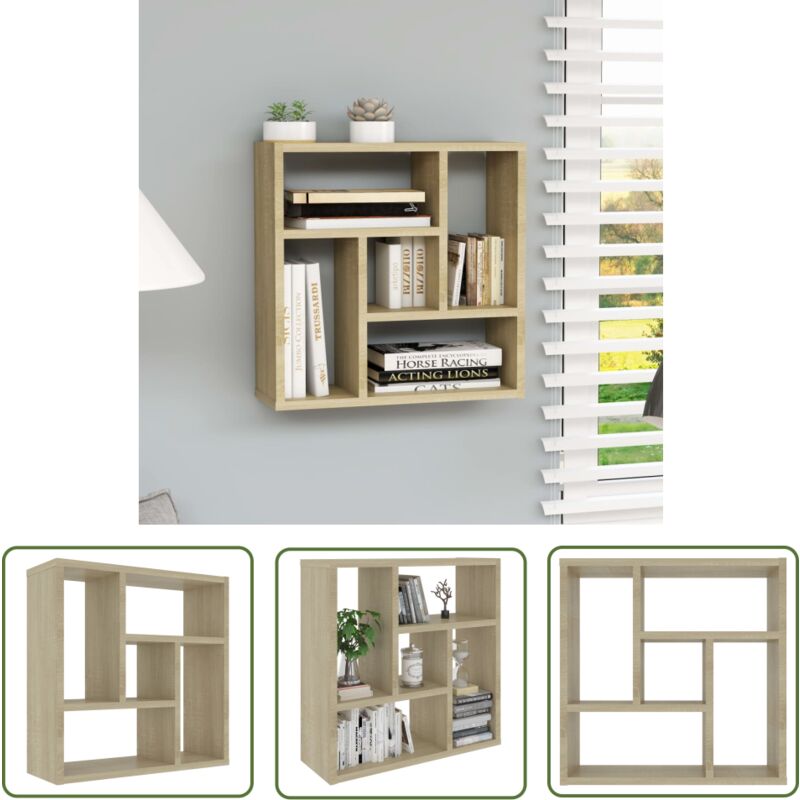 The Living Store Wandregal Sonoma-Eiche 45,1x16x45,1 cm Holzwerkstoff - Wand Regal - Holzregal - Regal Aus Holz - Deko Regal - Wohnraum Organisation