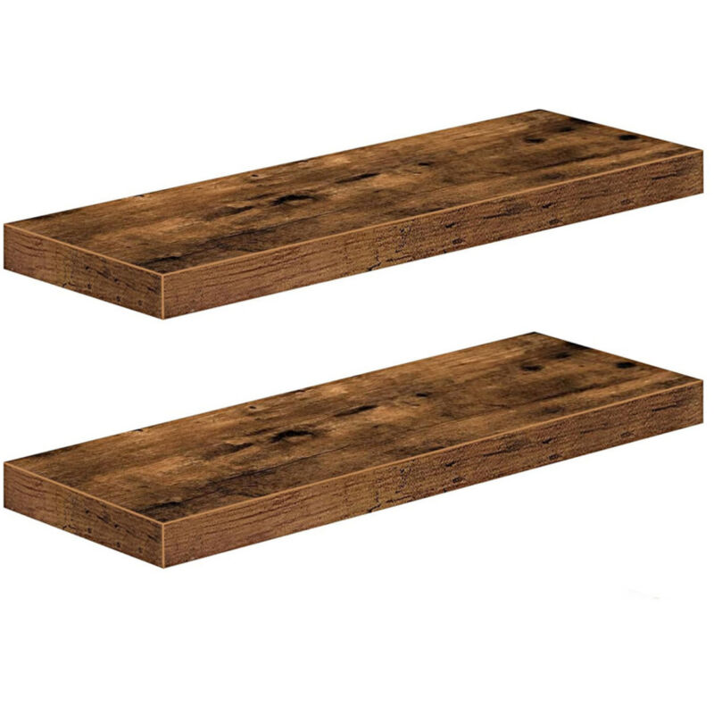 Wandregal, Wandregal aus Holz, 2er-Set, Hängemodell, 40 cm lang, geeignet für Badezimmer, Küchen und Wohnzimmer.