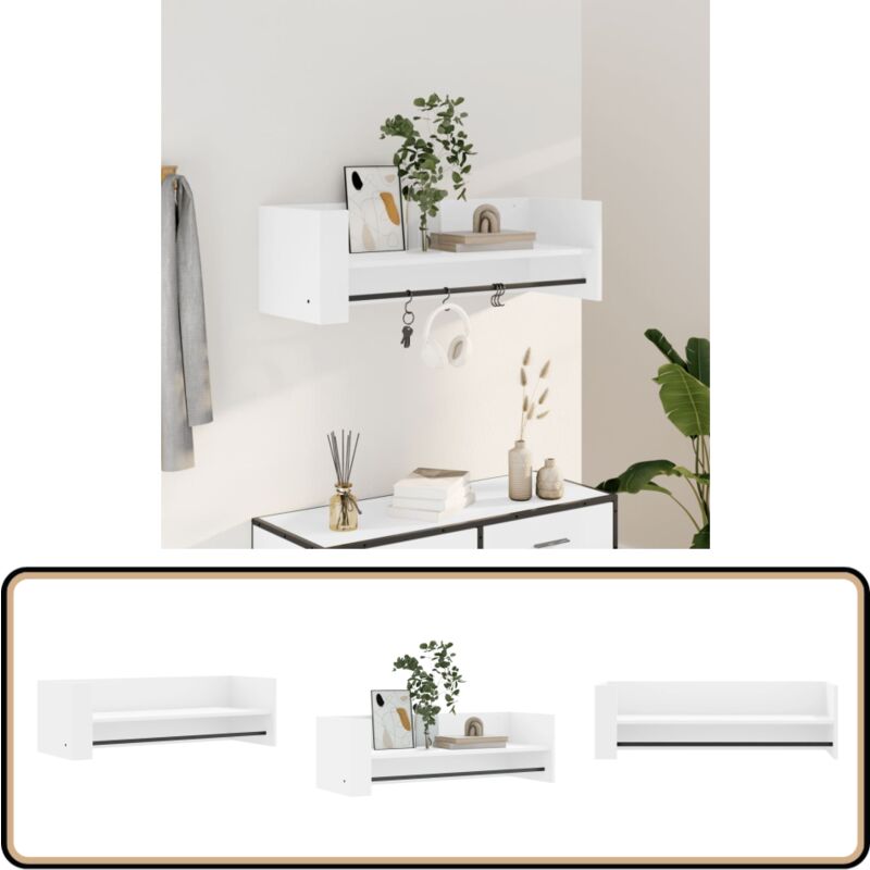 Wandregal Weiß 100x35x30,5 cm Holzwerkstoff - Wandregal - Holzregal - Regal Weiß - Wohnraum Dekoration - Platzsparendes Möbelstück