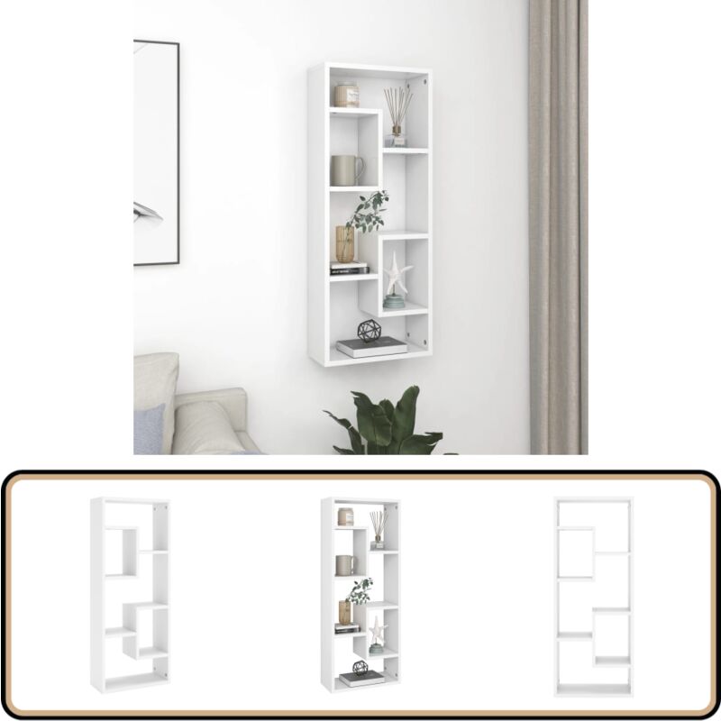 Wandregal Weiß 36x16x90 cm Holzwerkstoff - Wand Regal - Holzregal - Weißes Regal - Regal Dekoration - Aufbewahrungslösung