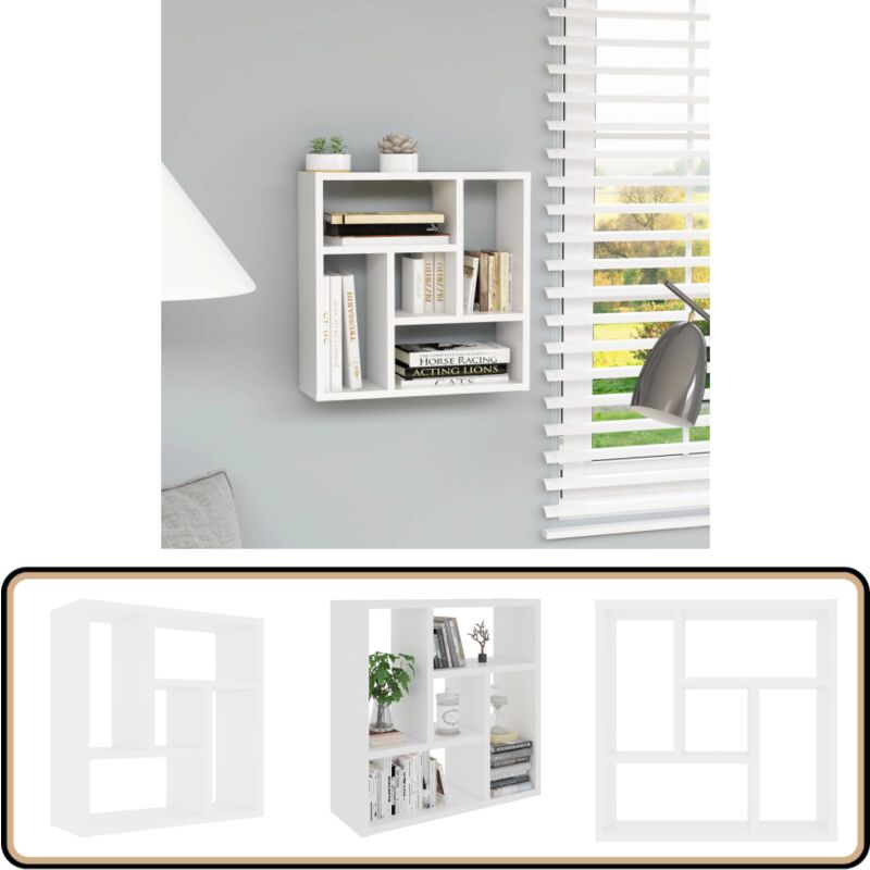 Wandregal Weiß 45,1x16x45,1 cm Holzwerkstoff - Wand Regal - Holzregal - Regal Weiß - Wohnraum Dekoration - Aufbewahrungsregal