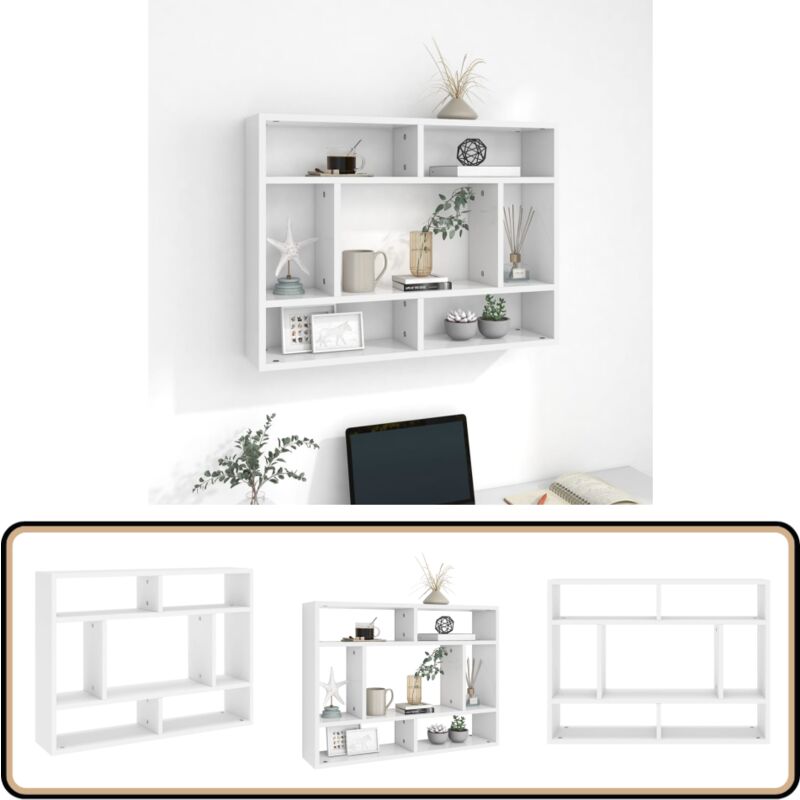 Wandregal Weiß 75x16x55 cm Holzwerkstoff - Wand Regal - Holzregal - Weißes Regal - Regal Dekoration - Aufbewahrungslösung