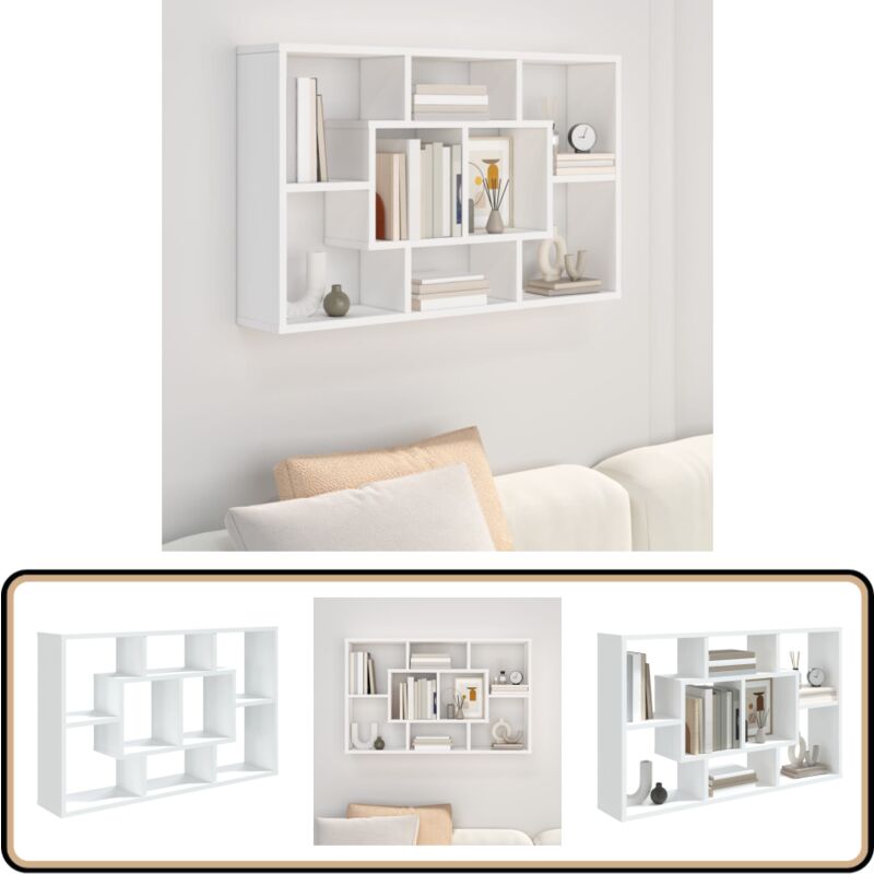 Wandregal Weiß 85x16x52,5 cm Holzwerkstoff - Wandregal - Holzregal - Regalböden - Wohnzimmerdeko - Wohnraumorganisation