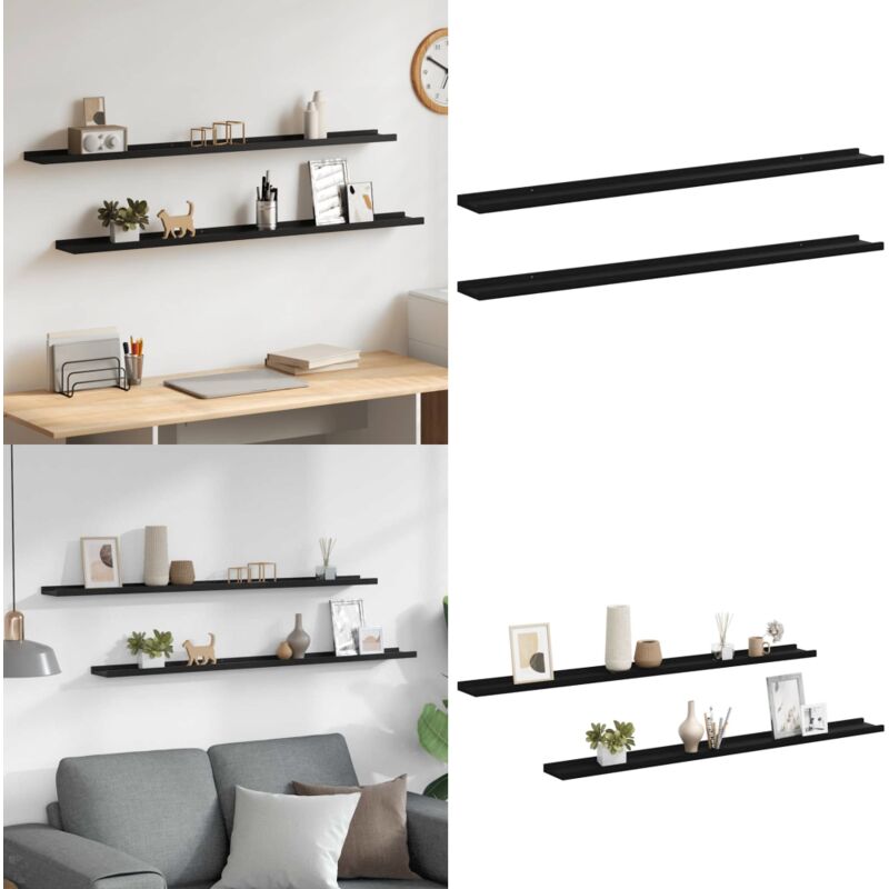 Wandregale 2 Stk. Schwarz 115x9x3 cm - Wandregal - Schwarzes Wandregal - Regal Schwarz - Möbel Für Die Wand - Modernes Wandregal - Home & Living